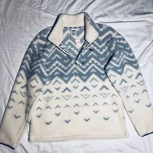 PINK Victoria Secret Sherpa Quarter Zip Pullover
